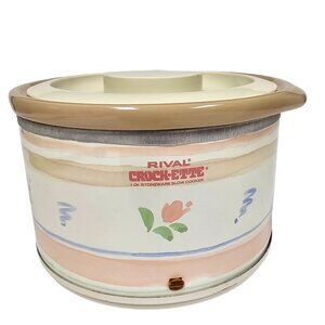 Vintage Rival Crock-Pot 1.5 Qt Stoneware Slow Cooker Retro Floral Design
